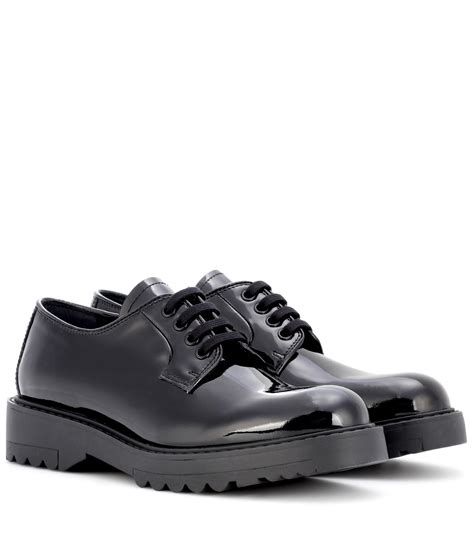 prada monolith patent leather derby platforms|Patent leather Derby shoes in black .